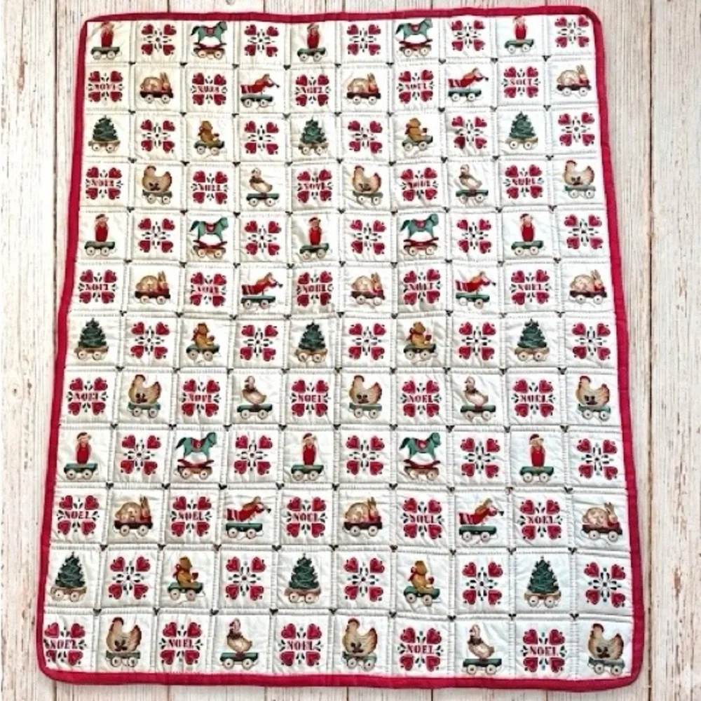 Vintage Christmas Quilt 40x48”in Noel Folk Art Toys Country Classics by Ameritex